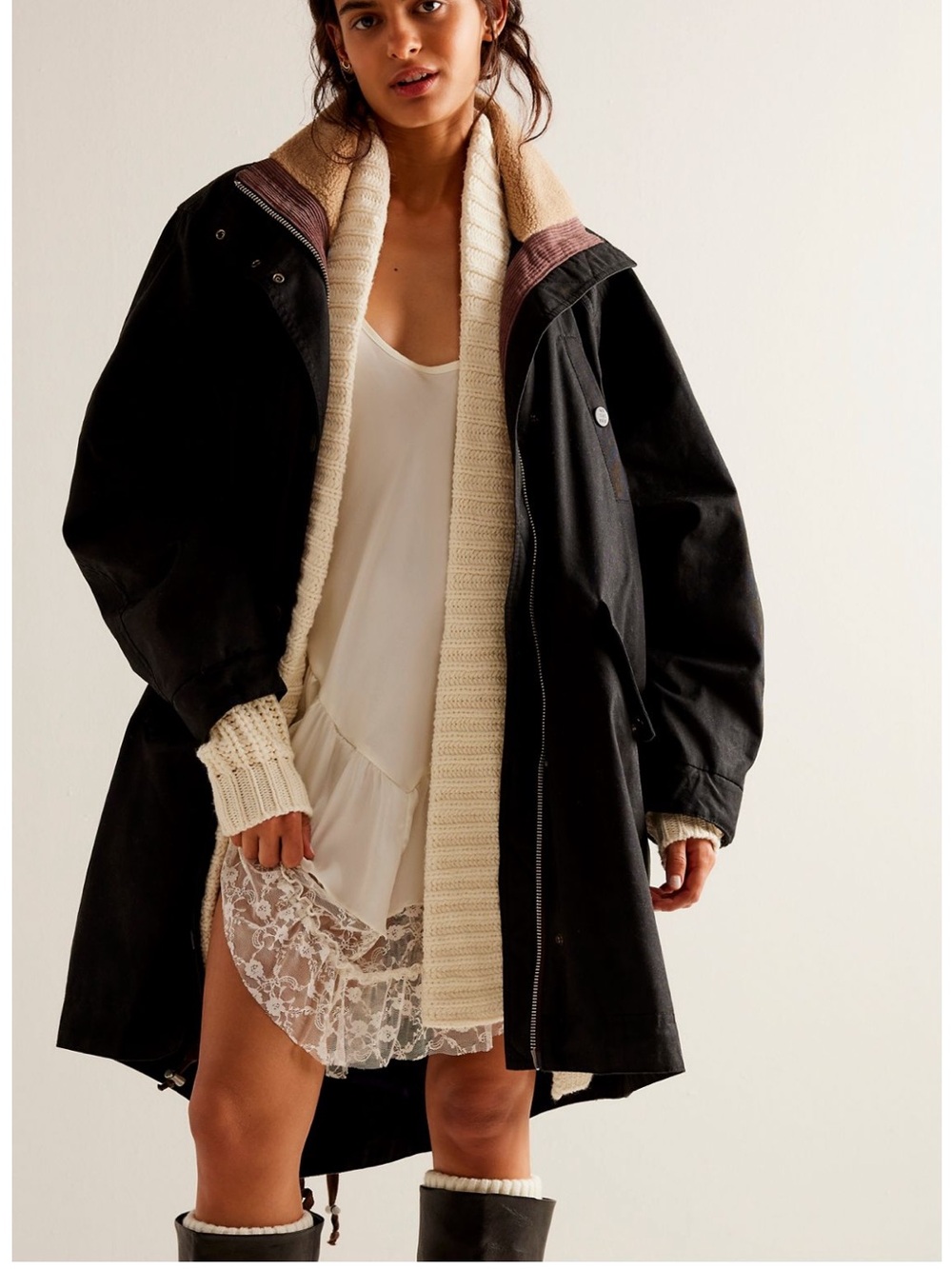 We The Free the Juki Coat with Tan Sherpa Collar